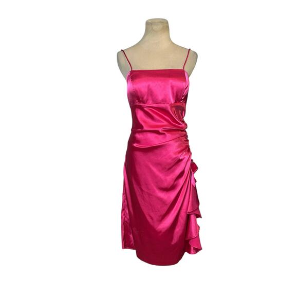 Cindy fuchsia satin party dress size large - Picture 7 of 13